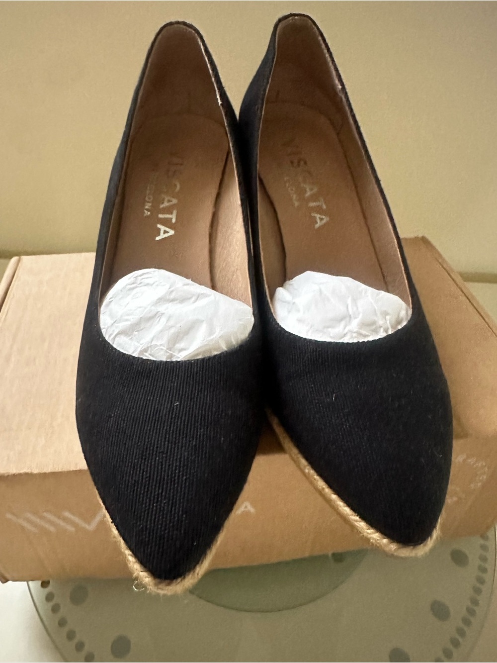 Wedge Espadrille Pointed-Toe heels  in Black size EU 38.5/US 8.5 made in Spain
